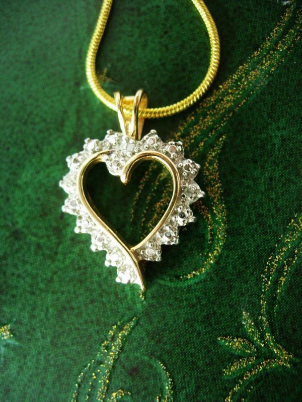 Genuine diamond Heart Pendant Vintage necklace sweetheart sterling bridesmaid mother of the bride
