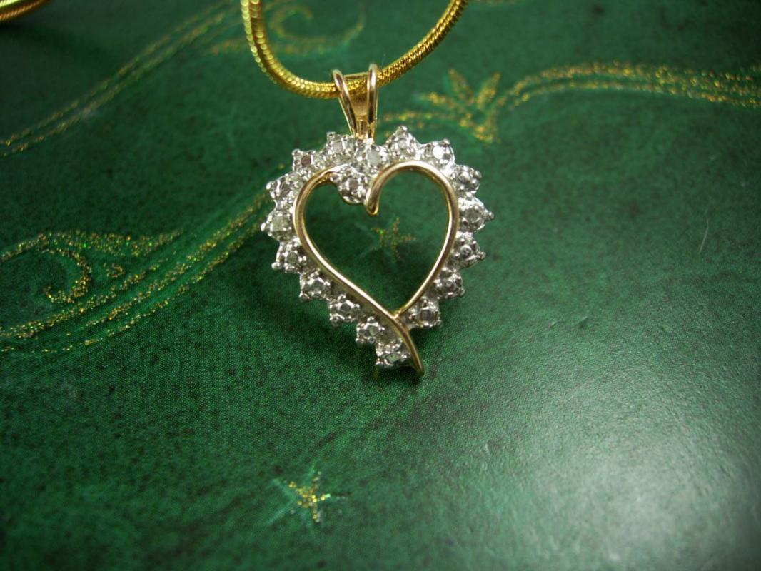 Genuine diamond Heart Pendant Vintage necklace sweetheart sterling bridesmaid mother of the bride
