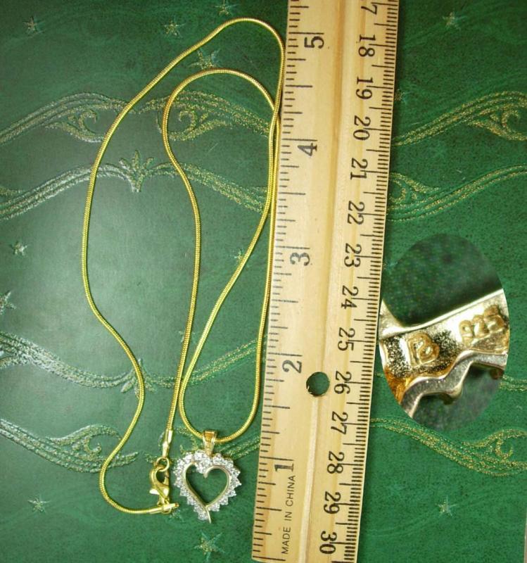 Genuine diamond Heart Pendant Vintage necklace sweetheart sterling bridesmaid mother of the bride
