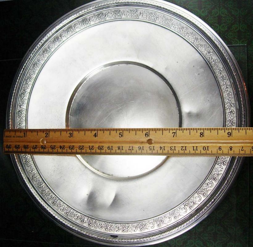 1927 Gorham sterling Silver tray or plate Fancy Rose flower ribbon pattern 412771 Hallmarked 9 3/4