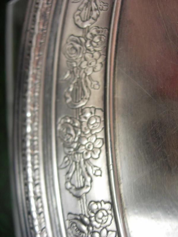 1927 Gorham sterling Silver tray or plate Fancy Rose flower ribbon pattern 412771 Hallmarked 9 3/4