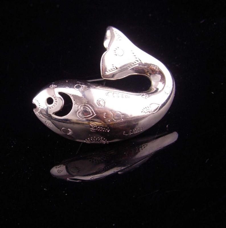 Signed fish brooch / vintage silver whale / starfish nautical gift / Trifari mermaid gift / Aquarius birthday / february birthday gift