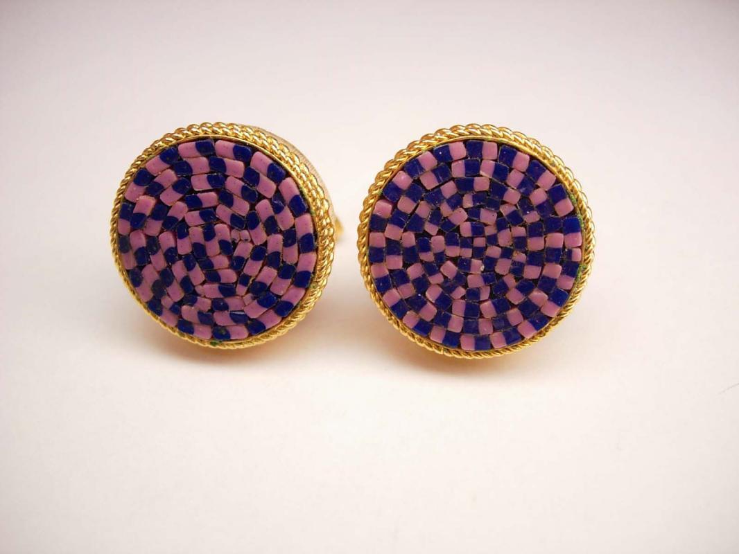 Swank Cufflinks Arts of the Worlds Italian Micromosaic Vintage Cufflinks Glass Wedding Business Signed