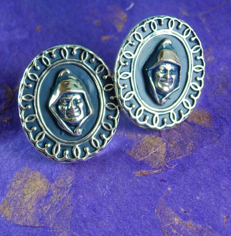 HUGE Medieval Cufflinks Tudor peasant Middle ages King Queen servant cufflinks Swank figural man