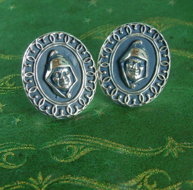 HUGE Medieval Cufflinks Tudor peasant Middle ages King Queen servant cufflinks Swank figural man