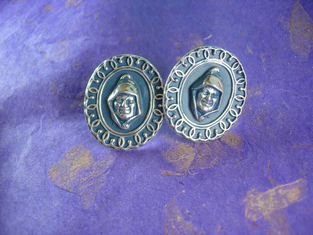 HUGE Medieval Cufflinks Tudor peasant Middle ages King Queen servant cufflinks Swank figural man