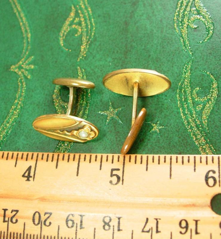 Antique pearl cufflinks Art nouveau cufflinks flower & snake gold victorian groom cufflinks wedding estate jewelry