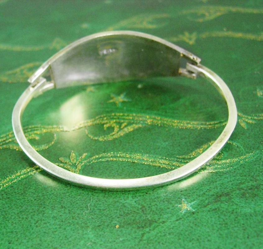 Vintage Silver Bangle Bracelet * Mother of pearl * MOP mosaic flower * mexico Jewelry prosperity good luck* Birthday Anniversary Wedding
