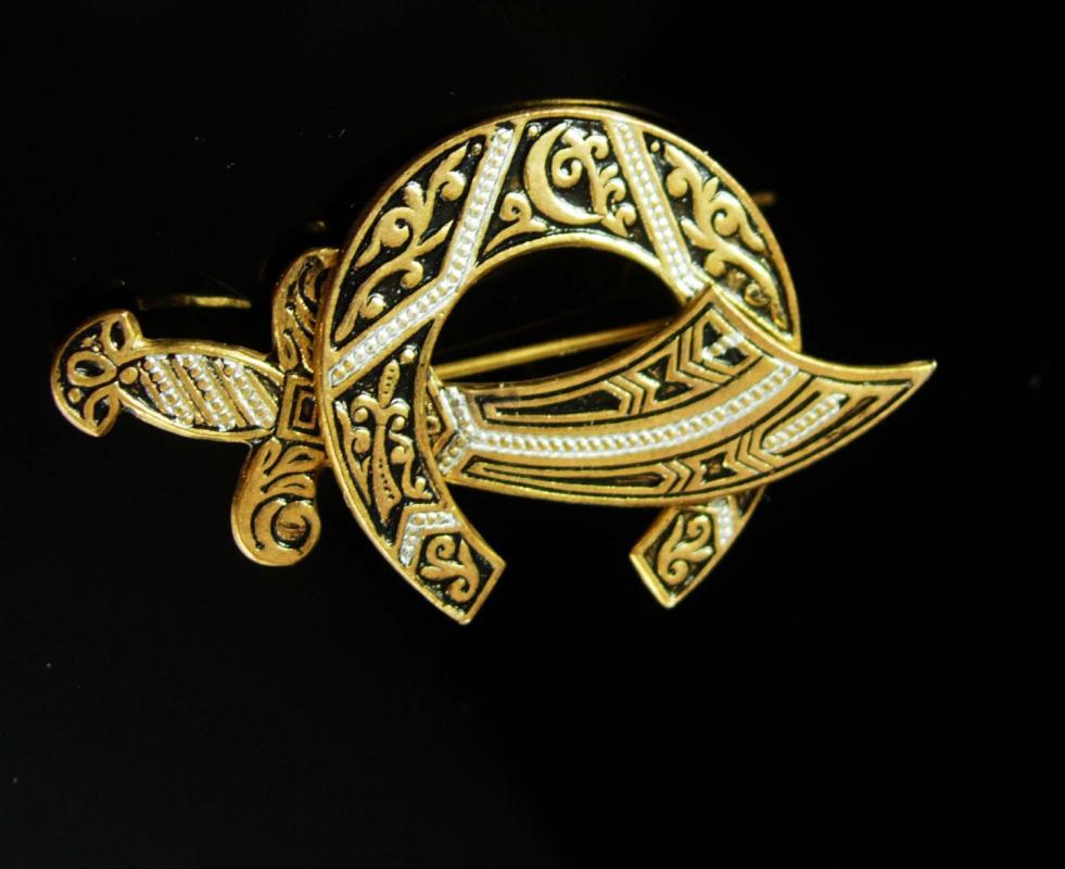 Shriners Mason Brooch Vintage Scimitar Cresent Moon Horseshoe masonic freemason made in Spain