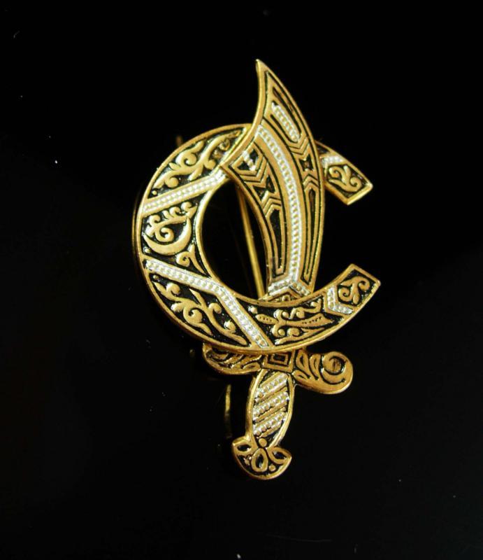 Shriners Mason Brooch Vintage Scimitar Cresent Moon Horseshoe masonic freemason made in Spain