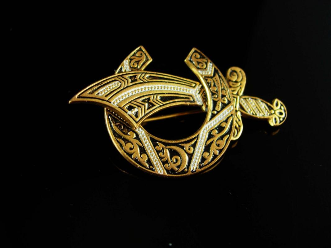 Shriners Mason Brooch Vintage Scimitar Cresent Moon Horseshoe masonic freemason made in Spain