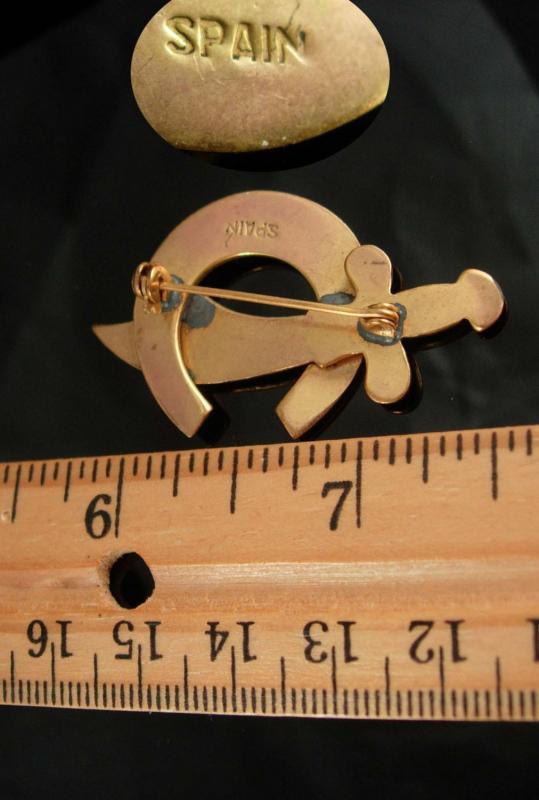 Shriners Mason Brooch Vintage Scimitar Cresent Moon Horseshoe masonic freemason made in Spain