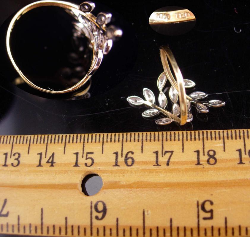 White sapphire Ring / 10kt yellow gold band / SIZE 6 1/2 / art nouveau mystical wrap / Statement goddess ring / wedding jewelry