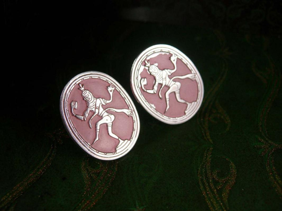 Pink GODDESS Vintage Cufflinks Extra Large Spiritual Thailand Oriental Decorative Cuff Accessory Designer Swank