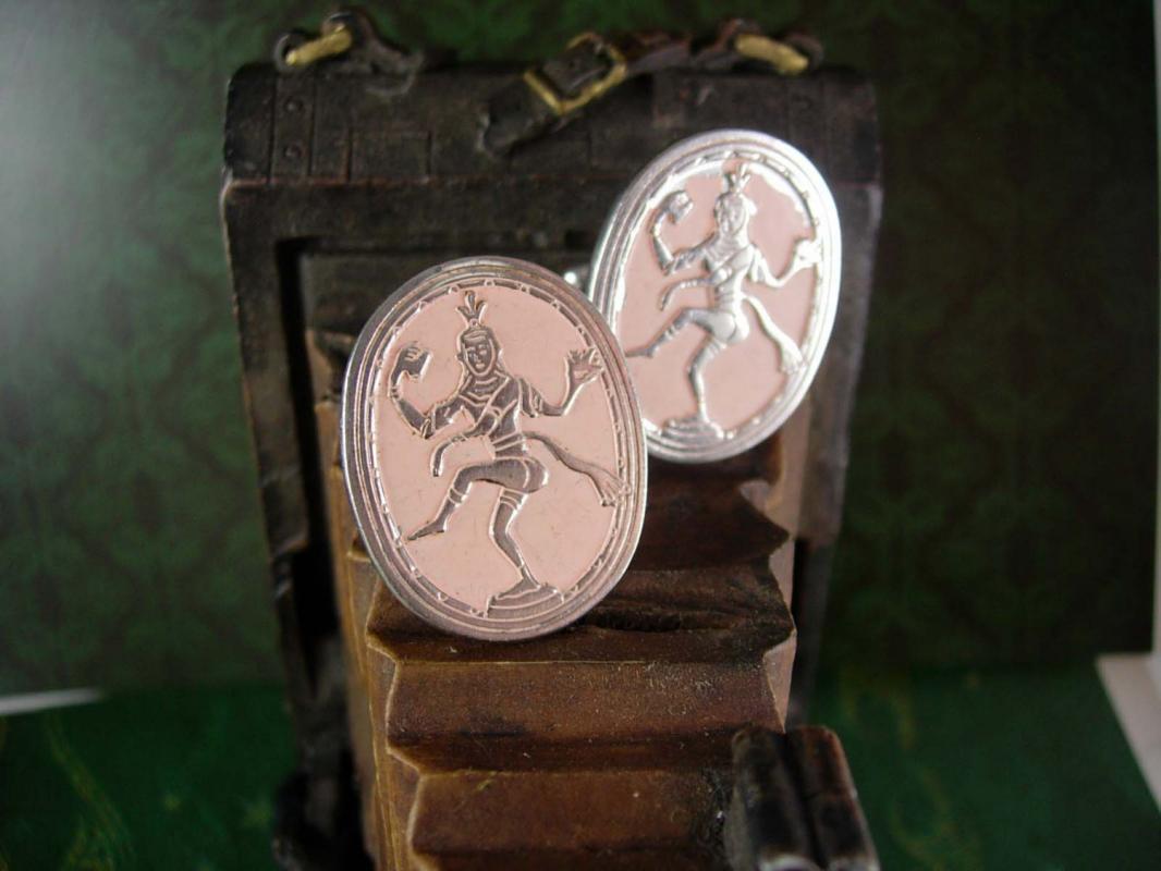 Pink GODDESS Vintage Cufflinks Extra Large Spiritual Thailand Oriental Decorative Cuff Accessory Designer Swank
