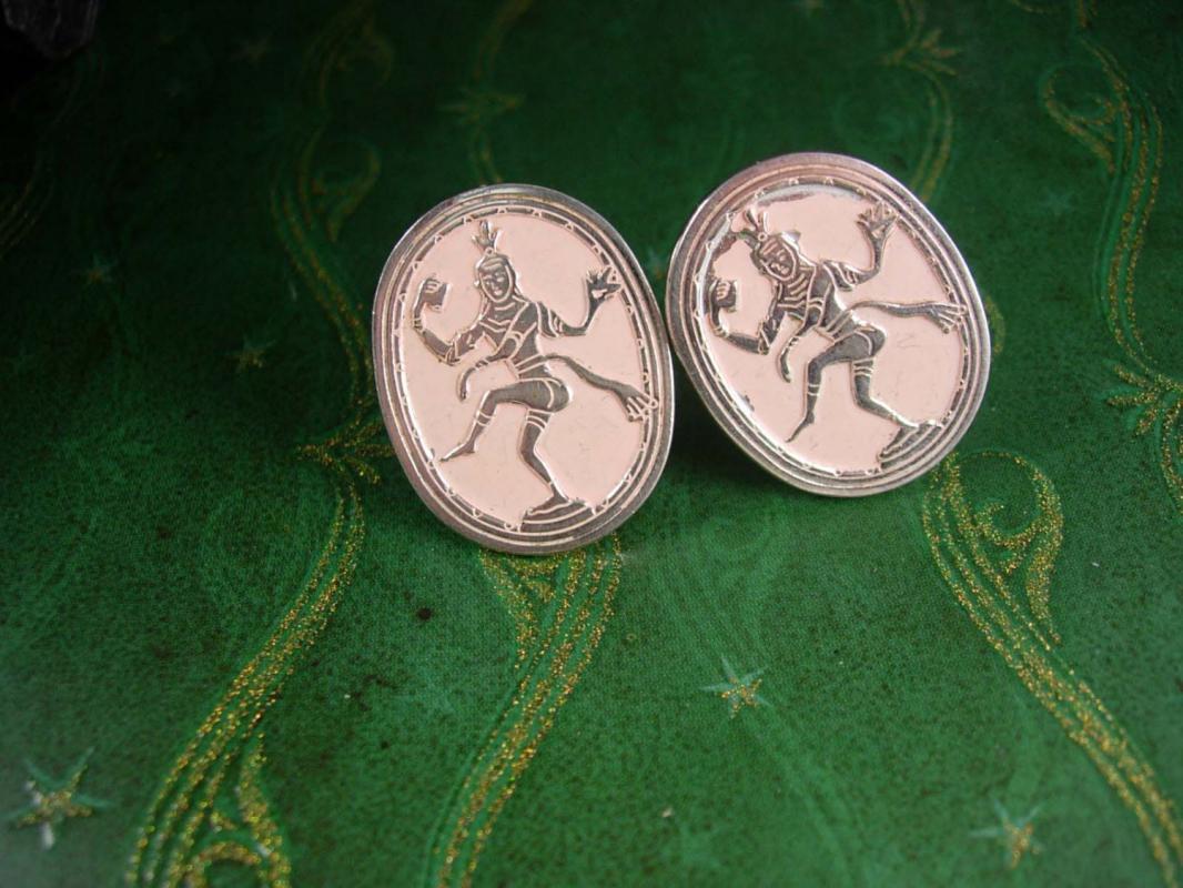 Pink GODDESS Vintage Cufflinks Extra Large Spiritual Thailand Oriental Decorative Cuff Accessory Designer Swank