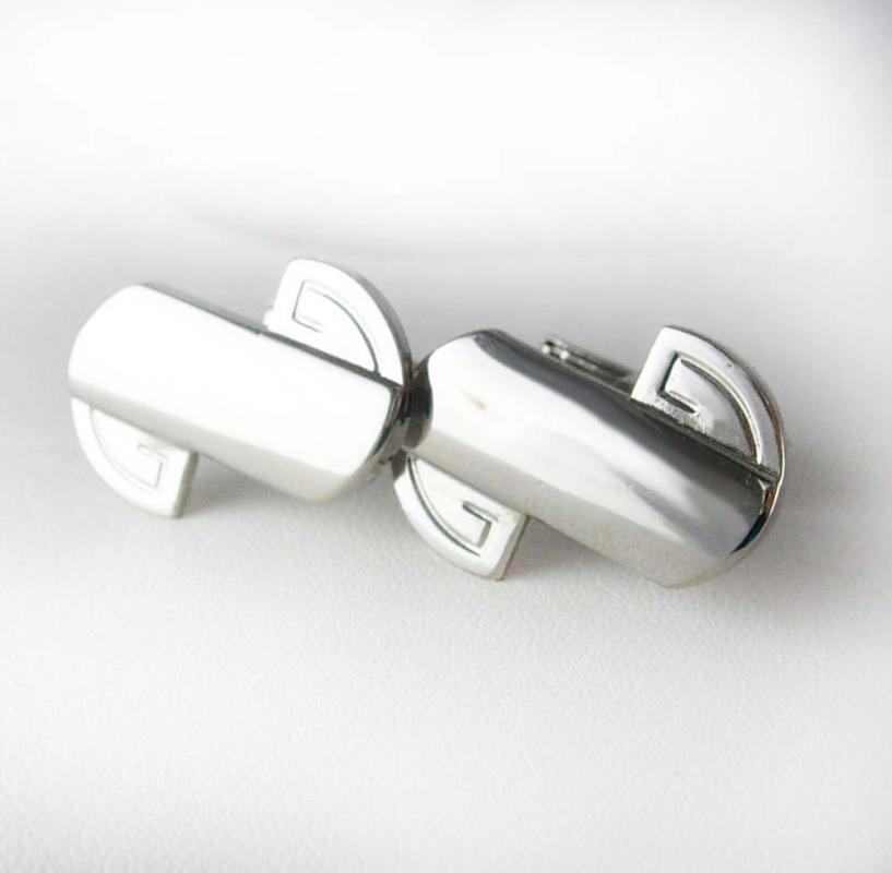 Greek Key Cufflinks Vintage Modernist Men's Women's silver cuff links Shirt Accessory