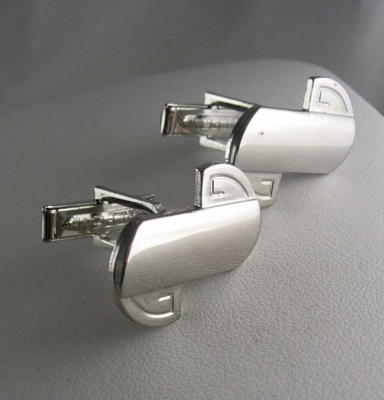 Greek Key Cufflinks Vintage Modernist Men's Women's silver cuff links Shirt Accessory