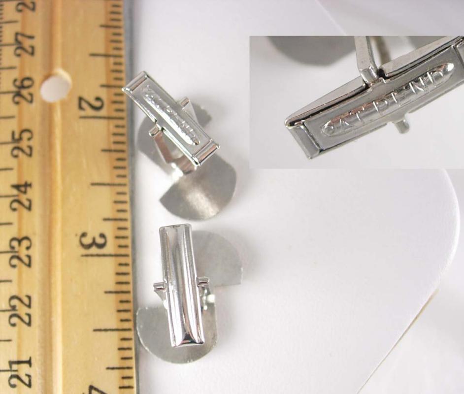 Greek Key Cufflinks Vintage Modernist Men's Women's silver cuff links Shirt Accessory