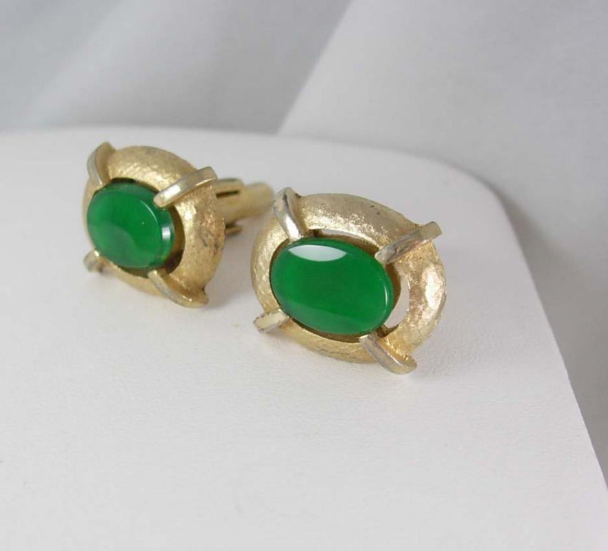 GREEN CHRYSOPRASE Vintage Cufflinks Quartz jewelry Men's Women's Healing Accessory formal wear cuff link gold 4th 22nd 30th 55th anniversary