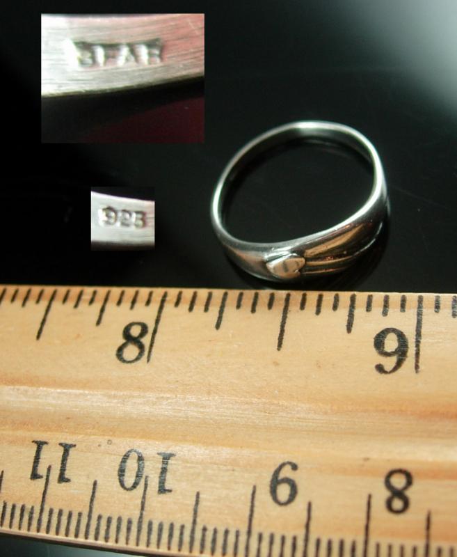 Promise ring Vintage ring Sterling ring Sweetheart Ring Friendship ring modernist heart Band Birthday Hearts Flowers Love size 6 1/4