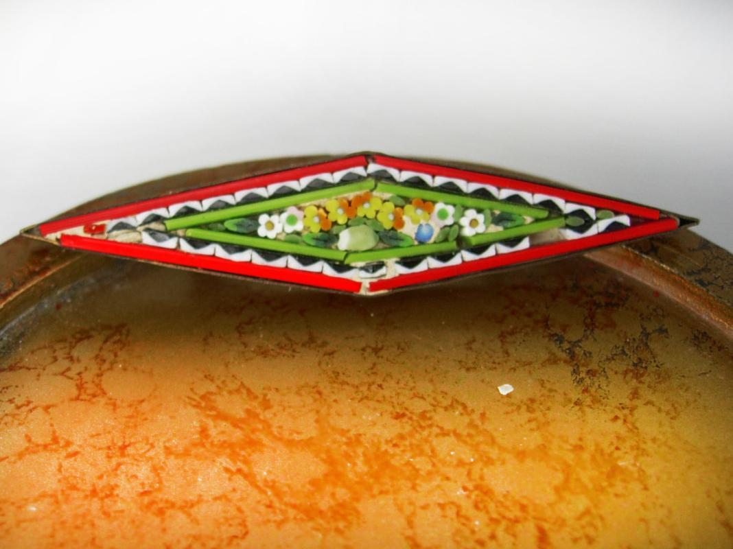 Antique Micromosaic Brooch Early 1900's Victorian Holiday Collector
