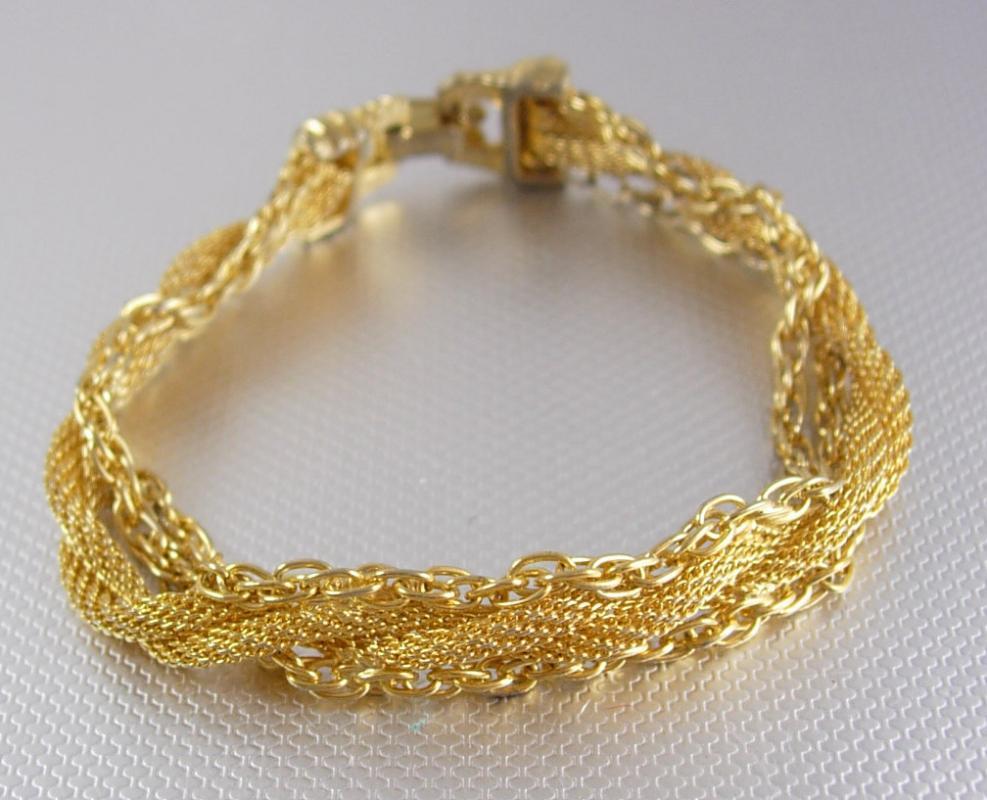 Goldette Woven Mesh Bracelet with chains