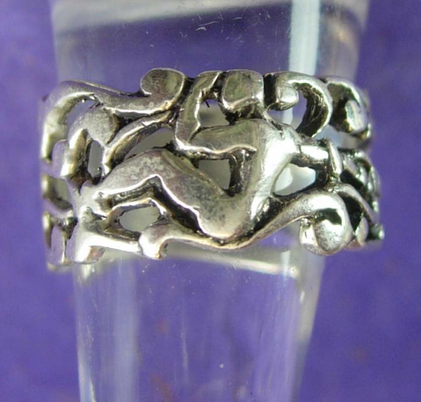 Erotica Silver Ring Vintage Sterling ring 7.3 grams nude ring naughty sex ring Size 9 3/4 Unisex Jewelry wedding band ladies womens jewelry