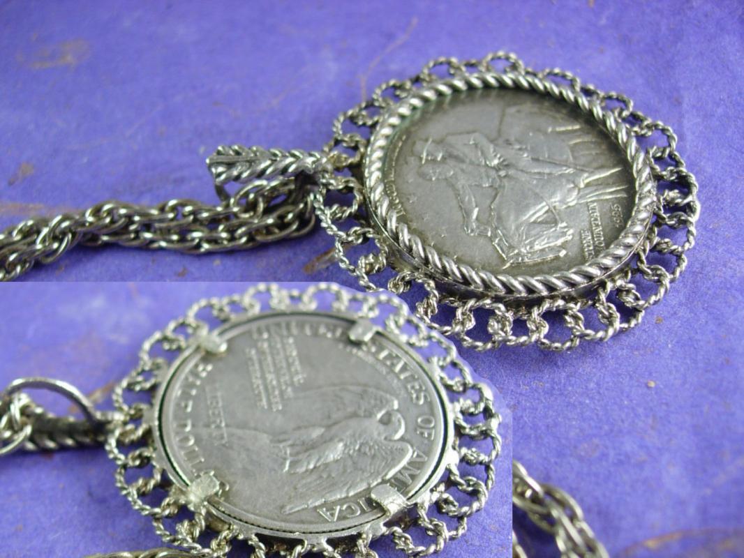 1925 Liberty Half dollar necklace Stone mountain Memory Valor to Soldiers of the South generals Lee and Jackson Civil War coin necklace