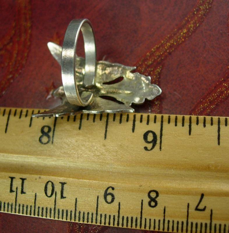 Art Nouveau Fairy Ring sterling Vintage Nymph Goddess mystical winged creature size 6 1/2 to 7 adjustable silver