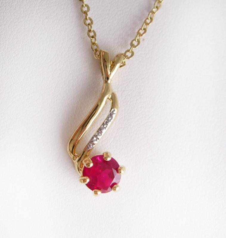 Ruby necklace pendant gold silver faux diamonds lindenwold JULY birthstone bridesmaid gift