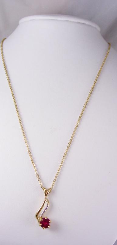 Ruby necklace pendant gold silver faux diamonds lindenwold JULY birthstone bridesmaid gift