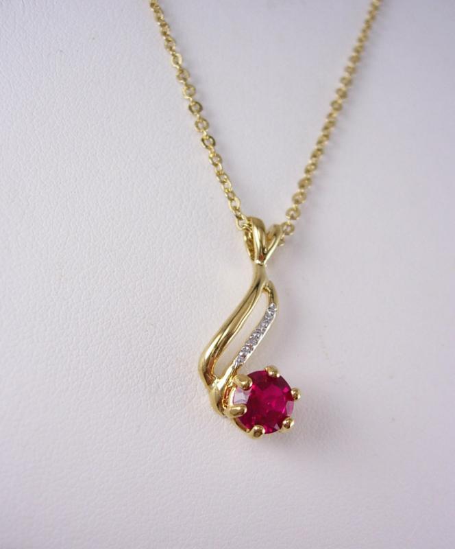 Ruby necklace pendant gold silver faux diamonds lindenwold JULY birthstone bridesmaid gift