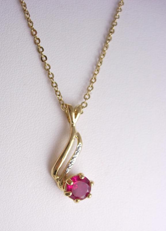Ruby necklace pendant gold silver faux diamonds lindenwold JULY birthstone bridesmaid gift