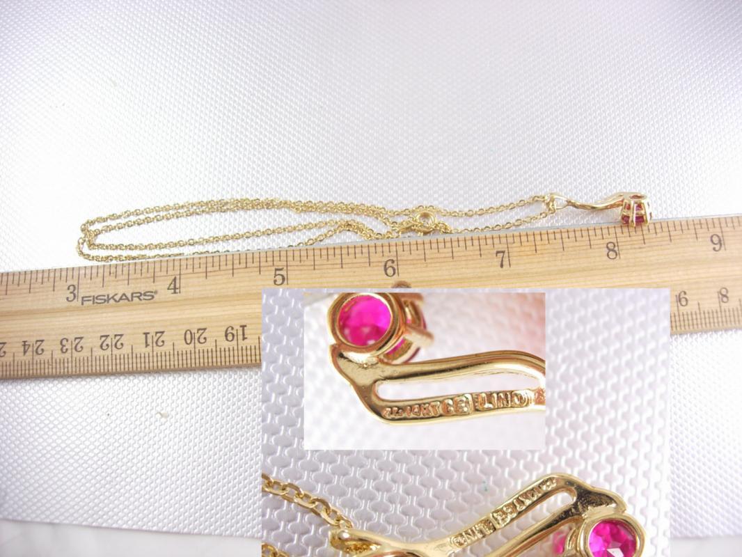 Ruby necklace pendant gold silver faux diamonds lindenwold JULY birthstone bridesmaid gift