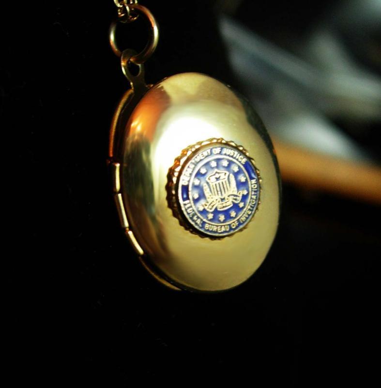 FBI Locket Necklace - Vintage Dept of Justice Pendant - graduation gift - law enforcement - 18 inch Chain Federal Bureau Investigation