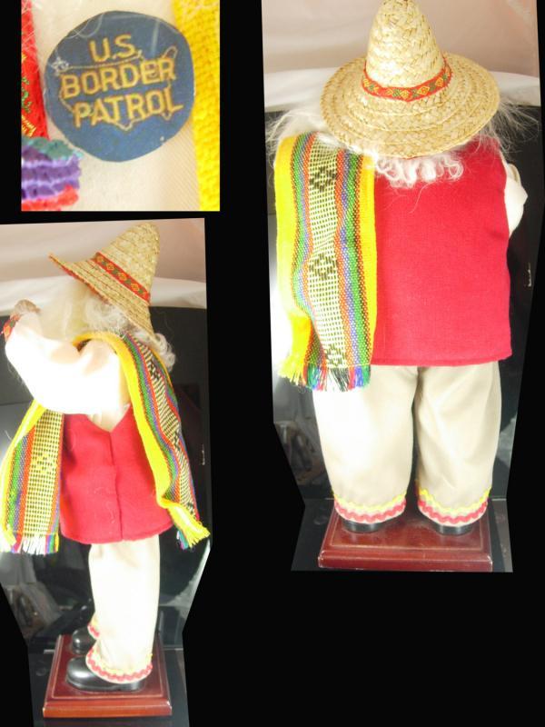 Mexican Santa Border Patrol with minitature pinata Spanish Christmas Decoration Vintage 16