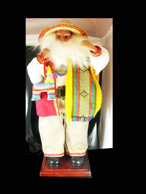 Mexican Santa Border Patrol with minitature pinata Spanish Christmas Decoration Vintage 16