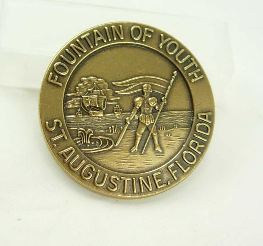 Vintage Fountain Youth Token Historical Medal St Augustine Florida Ponce de Leon Birthday Collectors