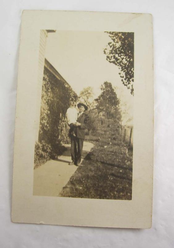 1900's Grandpa and Grandchild RPPC Postcard real photo with hat