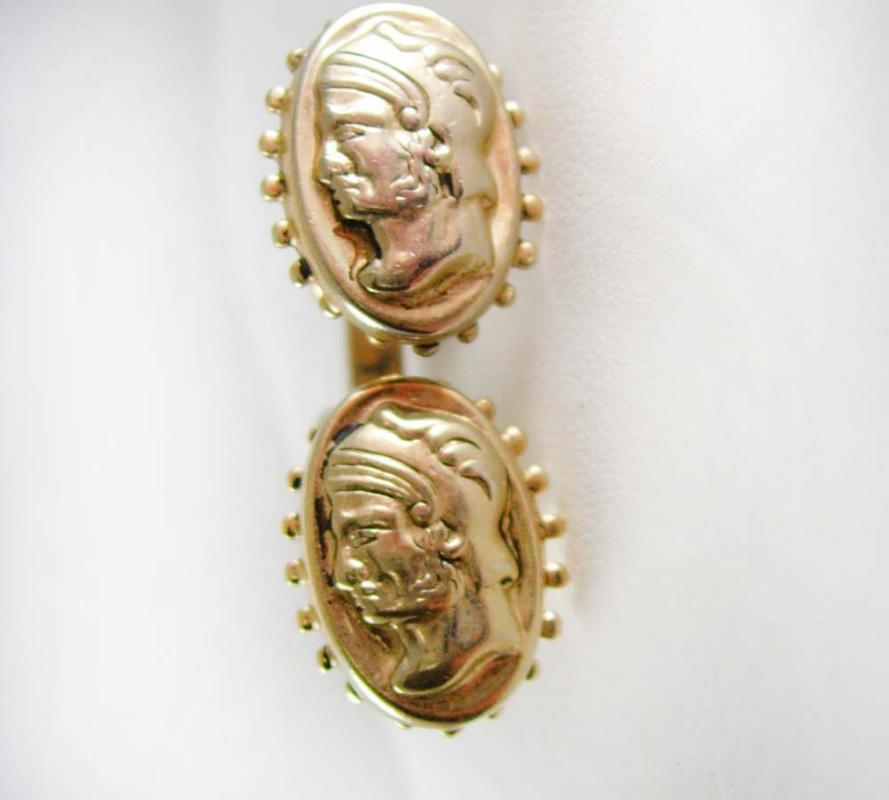 medieval jewelry Cameo Cufflinks Vintage Warrior Hallmarked Quality Fine Jewelry Greek centurian gentleman officer infantry military gift