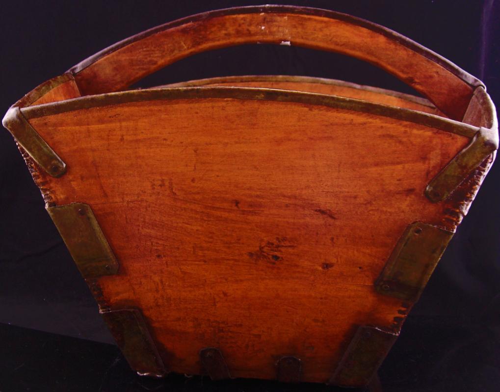 Primitive basket / chinese rice basket / wooden handle / wedding basket / asian rice bucket / handmade basket / rice collector / wood basket