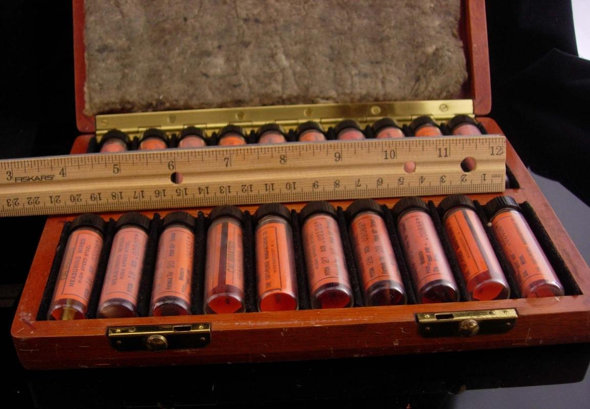 Taft Peirce set / Wire measure / calibrated steel / vintage tool accessory / gift for him / machinist gift / original wood box