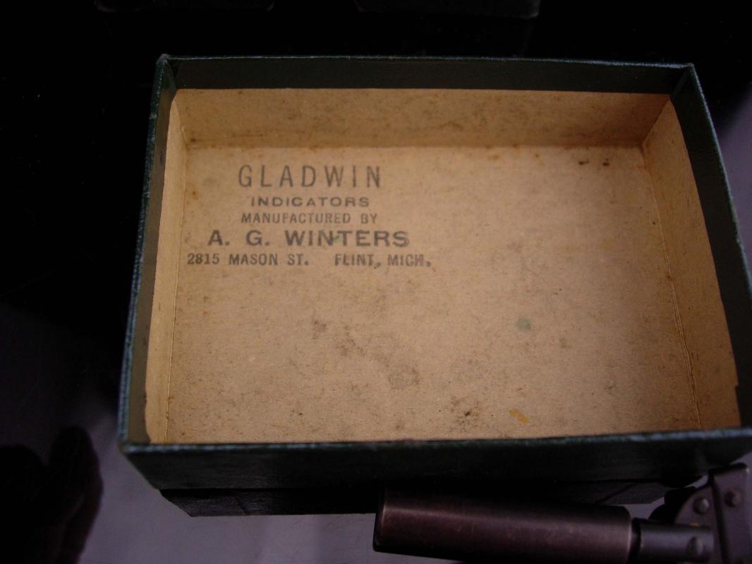 Vintage metal indicator / 1950's GLADWIN INDICATOR / original box & receipt / vintage tool accessory / gift for him / machinist gift
