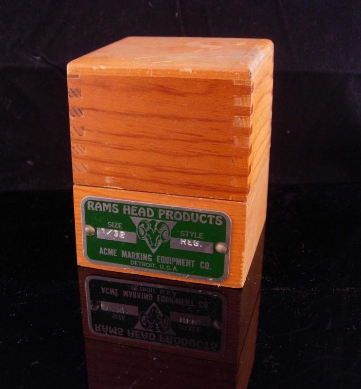 Vintage Marking tool set / acme tool / Original box / 1/32 reg / stamping tool / gift for him / machinist gift / rams head products / stamp