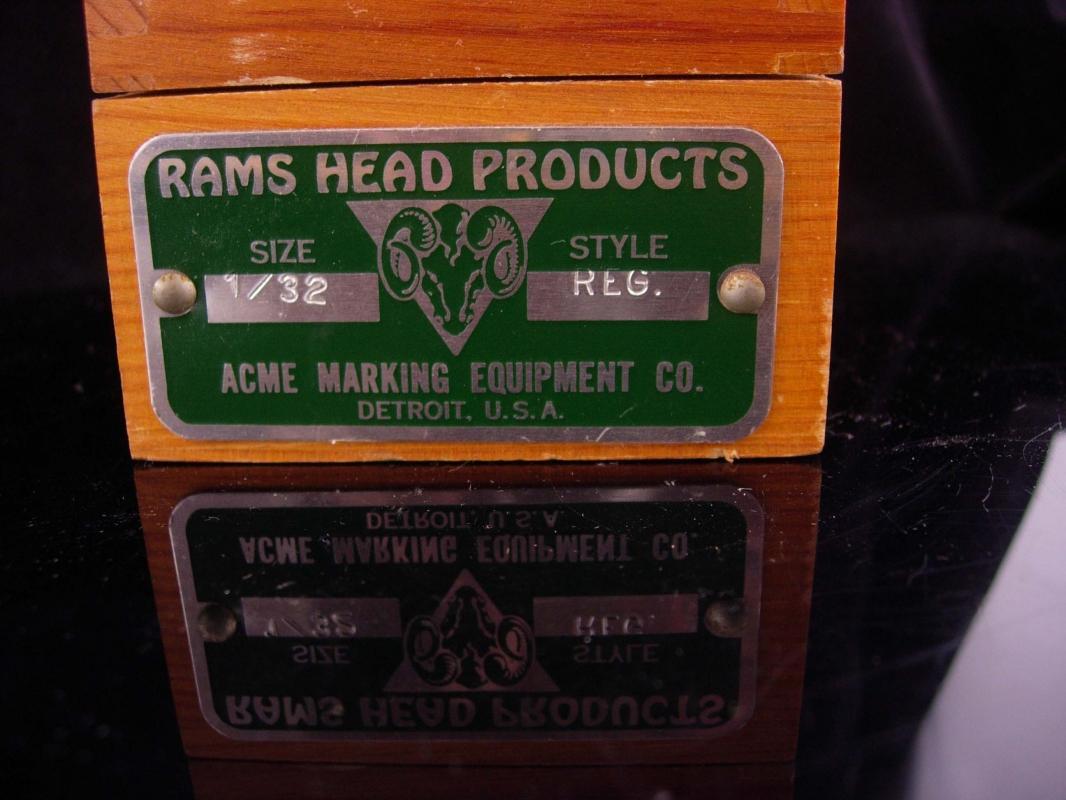Vintage Marking tool set / acme tool / Original box / 1/32 reg / stamping tool / gift for him / machinist gift / rams head products / stamp
