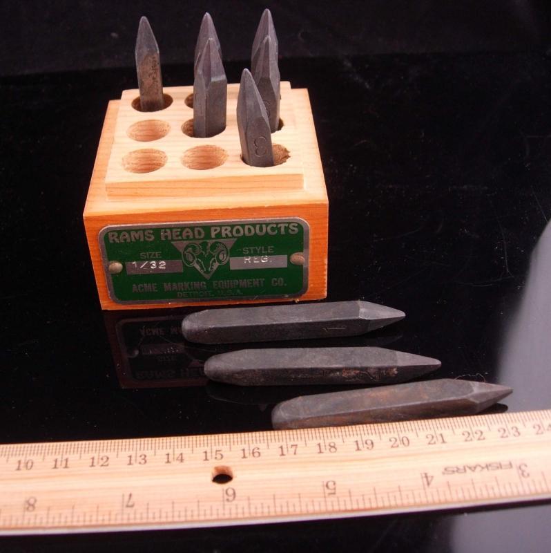 Vintage Marking tool set / acme tool / Original box / 1/32 reg / stamping tool / gift for him / machinist gift / rams head products / stamp