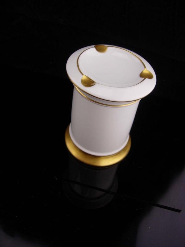 Signed hidden compartment cigarette case / vintage limoges ashtray top / white gold trim / Table ashtray / trinket box / vanity accessory