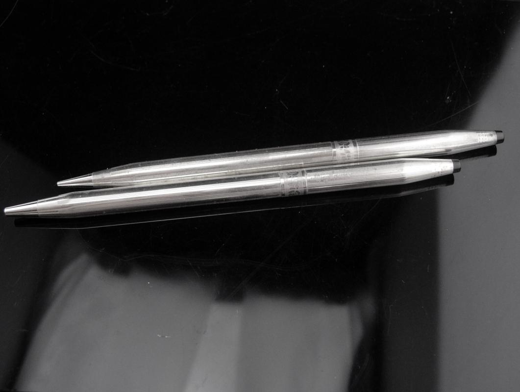 Vintage Cross set / Pen & Pencil / sterling silver set / made in USA / silver pencil / silver pen