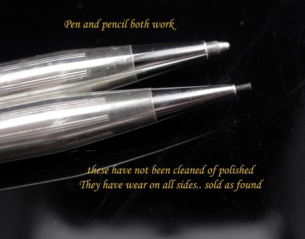 Vintage Cross set / Pen & Pencil / sterling silver set / made in USA / silver pencil / silver pen